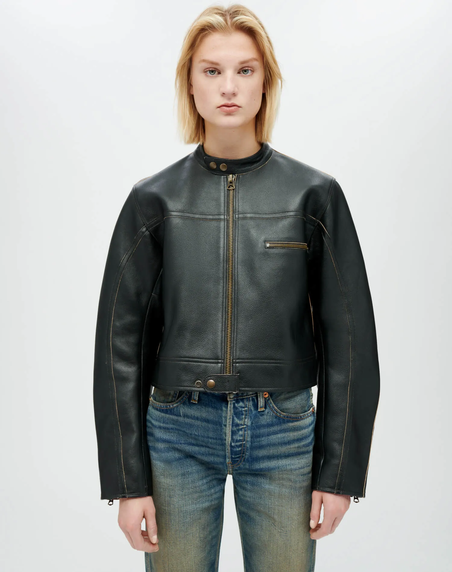 Racer Leather Jacket - Black Leather