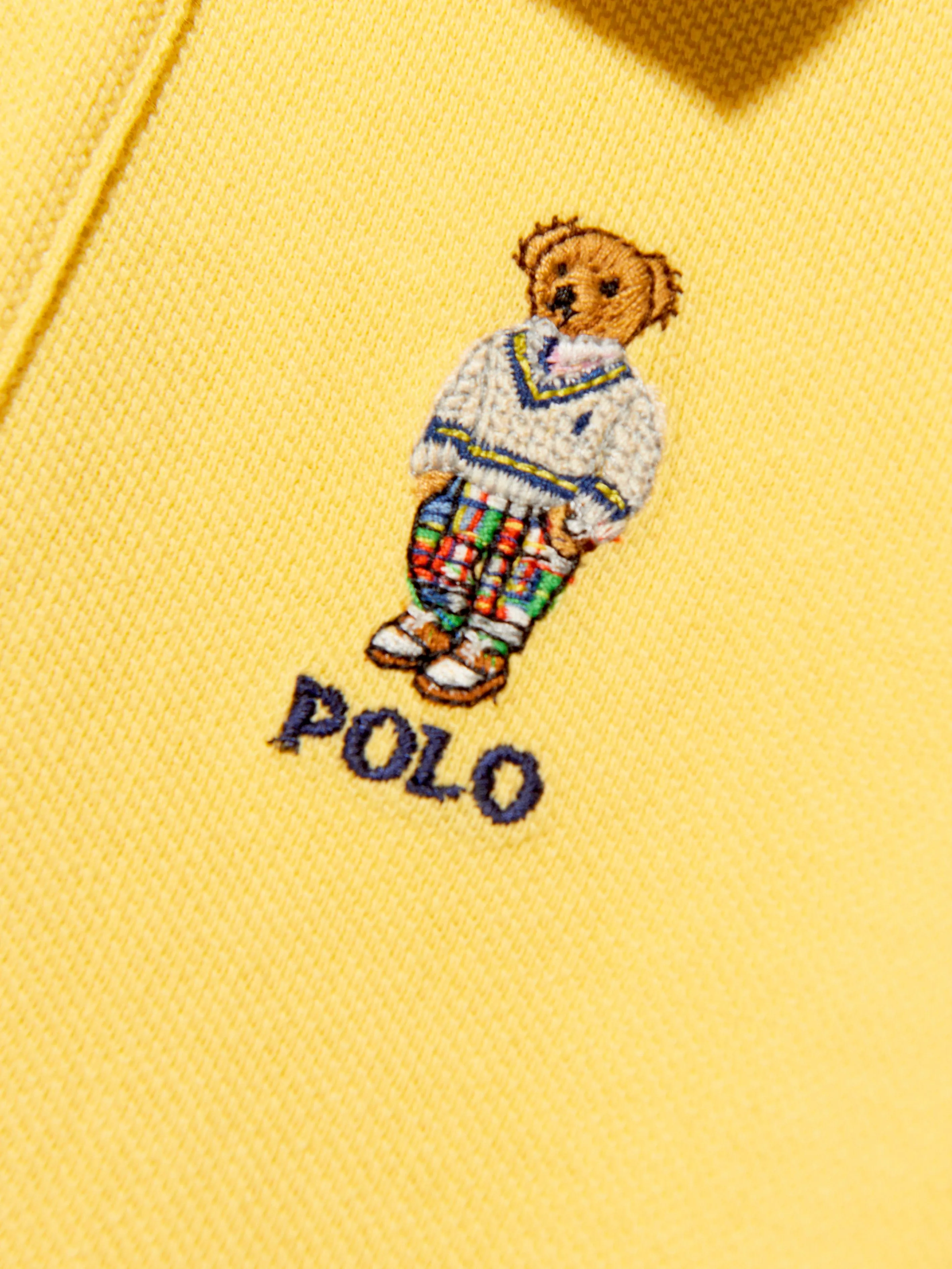 Ralph Lauren Baby Boys Bear Polo Romper in Yellow