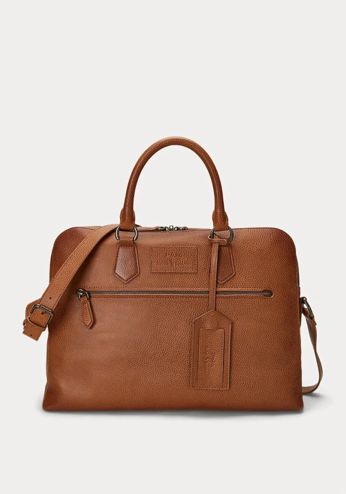 Ralph Lauren Pebbled Leather Laptop Bag, Tan