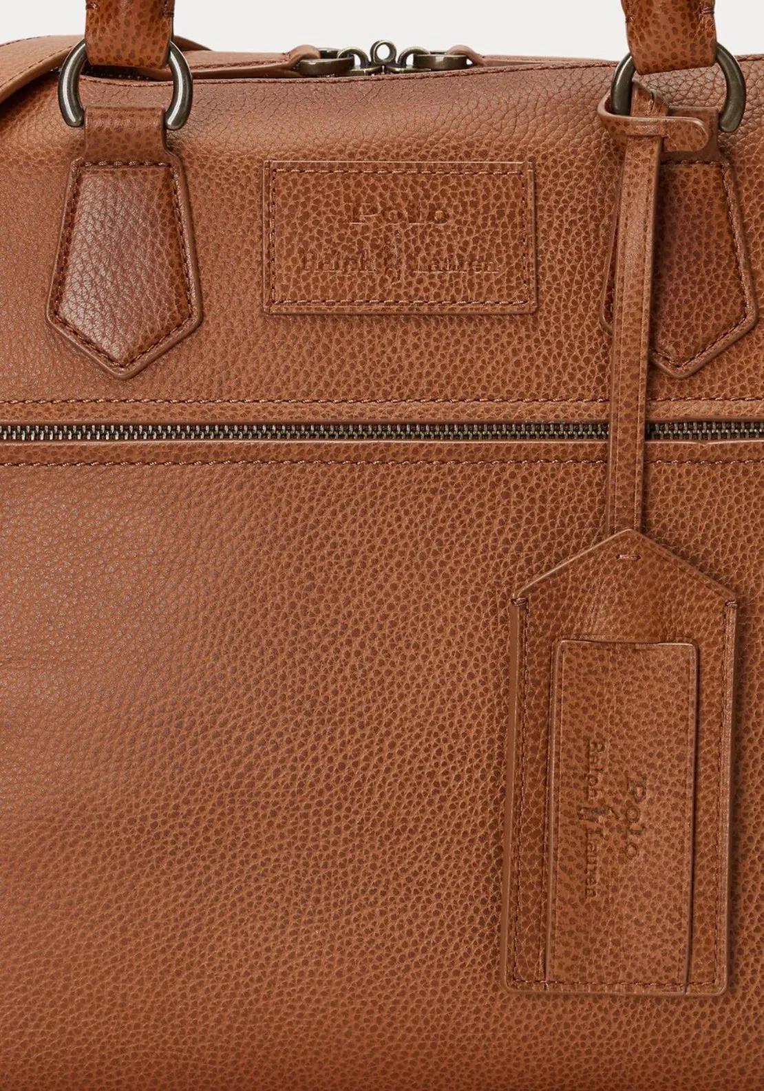 Ralph Lauren Pebbled Leather Laptop Bag, Tan