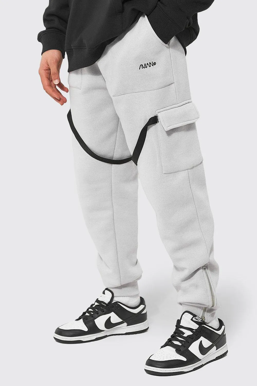 Regular Fit Man Cargo Strap Joggers 1 | boohooMAN UK