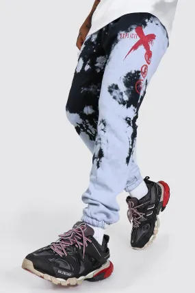 Regular Man Graffiti Tie Dye Joggers | boohooMAN UK