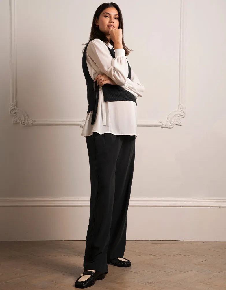 Reina | Wide Leg Black Maternity Pants