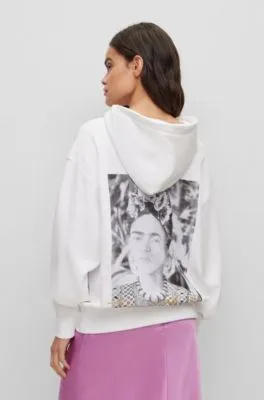 Relaxed-fit cotton-terry hoodie with Frida Kahlo graphic