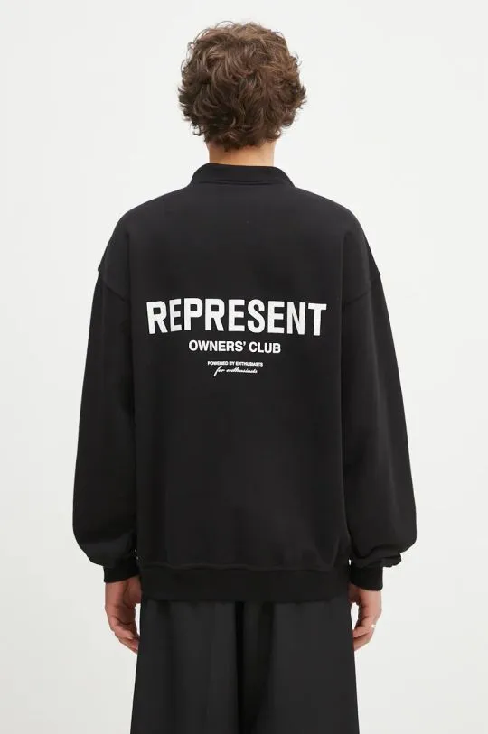 Represent cotton sweatshirt Represent Owners Club men's black color hooded with a print OCM41117.001