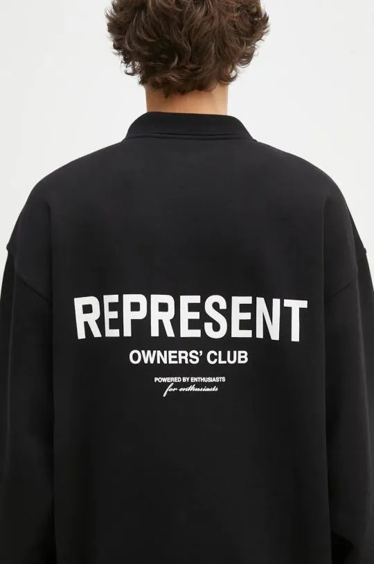 Represent cotton sweatshirt Represent Owners Club men's black color hooded with a print OCM41117.001