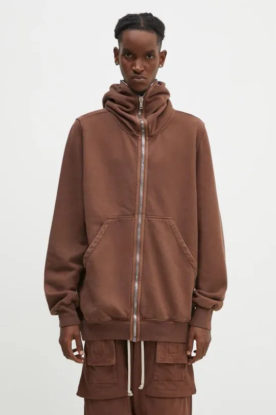 Rick Owens cotton sweatshirt Jumbo Gimp men's brown color hooded smooth DU02D2283.F