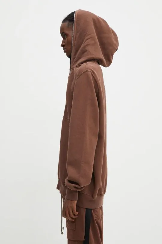 Rick Owens cotton sweatshirt Jumbo Gimp men's brown color hooded smooth DU02D2283.F