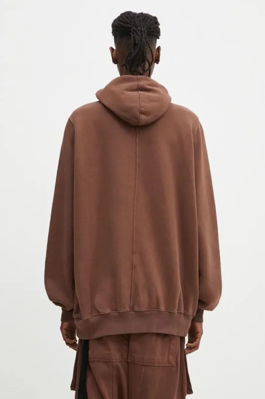 Rick Owens cotton sweatshirt Jumbo Gimp men's brown color hooded smooth DU02D2283.F