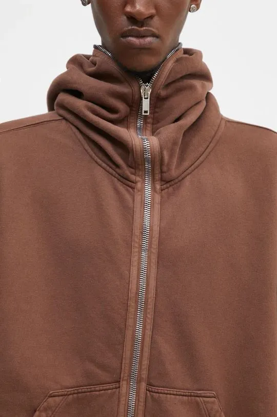 Rick Owens cotton sweatshirt Jumbo Gimp men's brown color hooded smooth DU02D2283.F