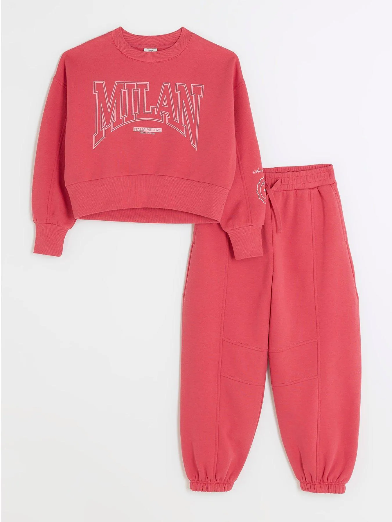 River Island Girls Milan Sweatshirt And Joggers Set - Pink