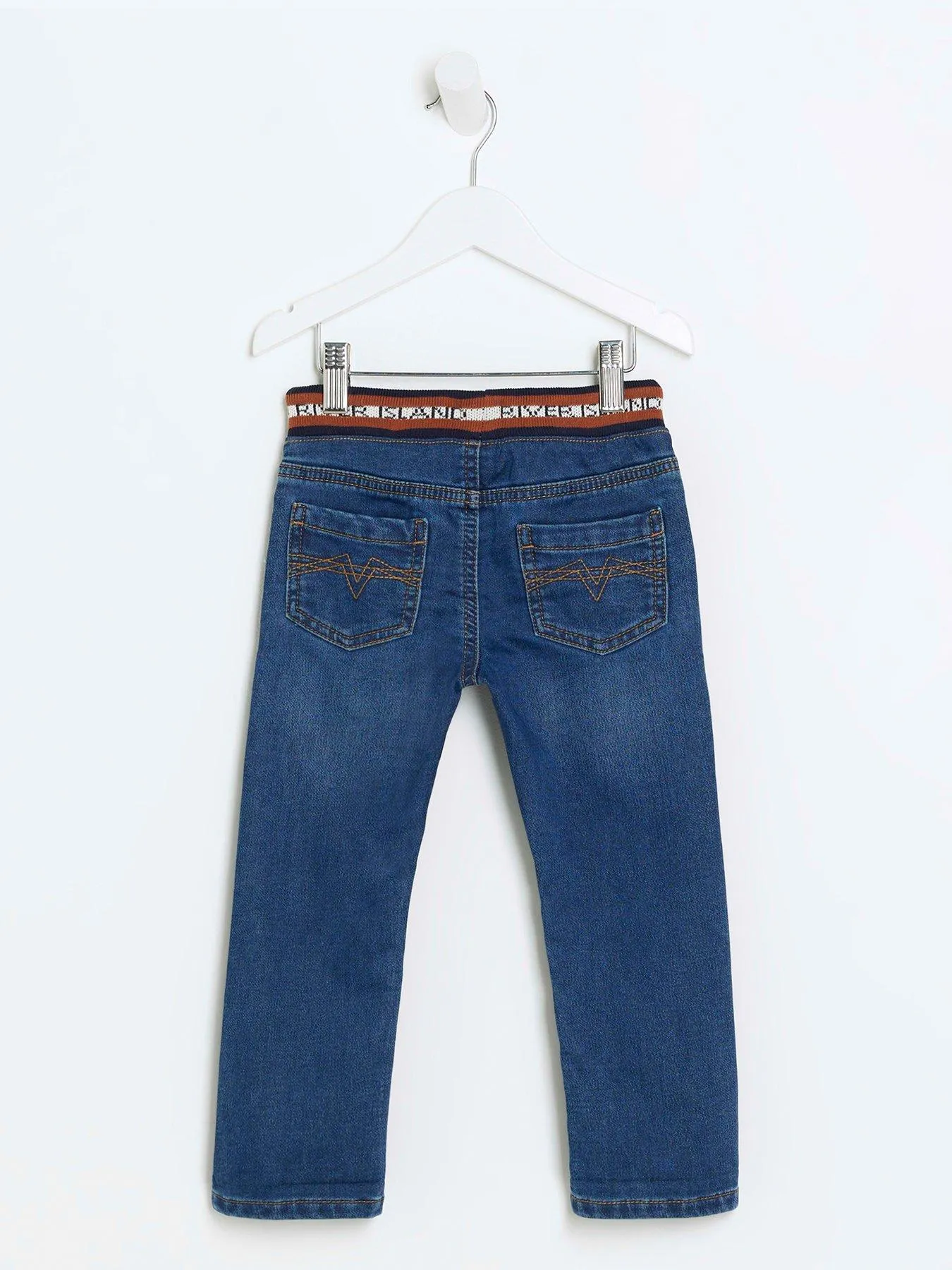 River Island Mini Mini Boys Elasticated Waistband Straight Jeans - Blue