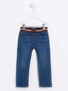 River Island Mini Mini Boys Elasticated Waistband Straight Jeans - Blue