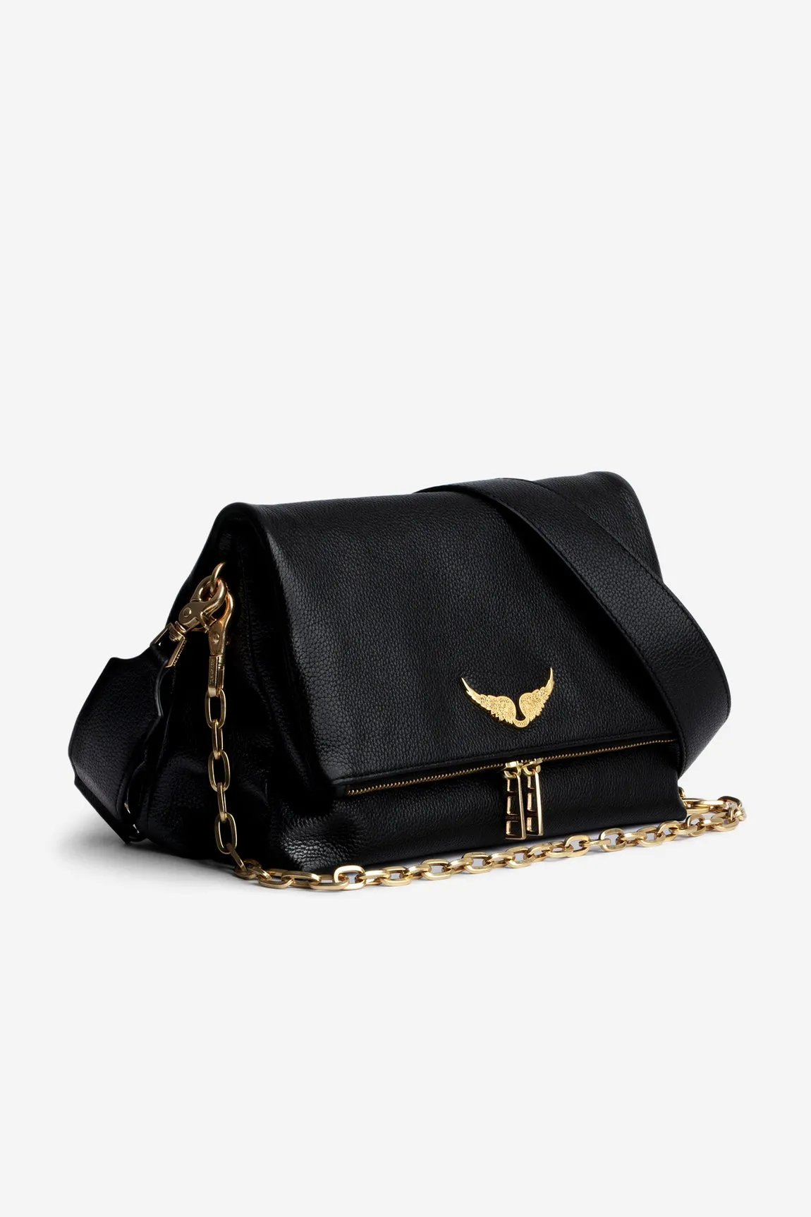 ROCKY GRAINED LEATHER bag, black-gold