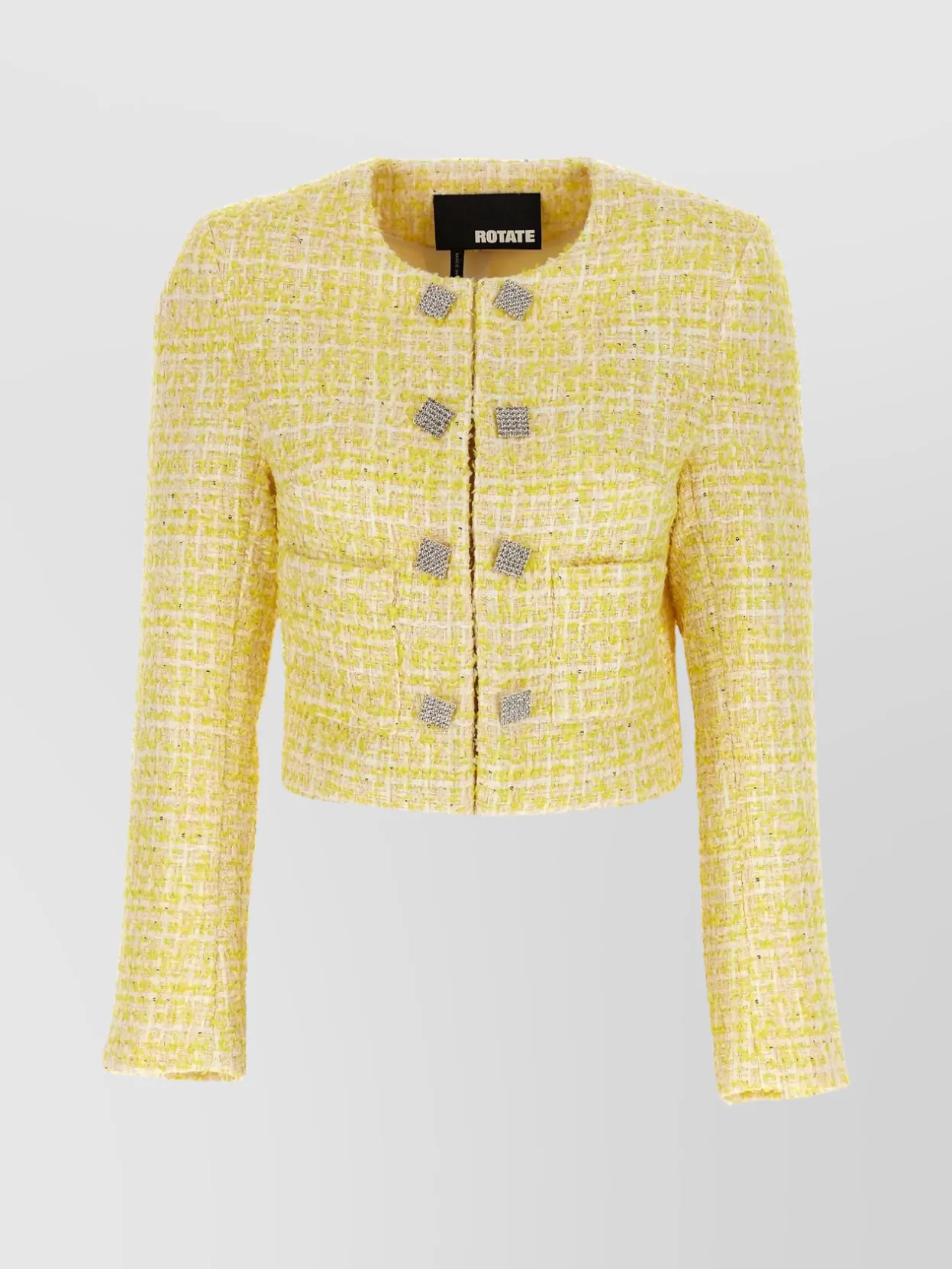 Rotate Birger Christensen   Cropped tweed jacket embellished buttons