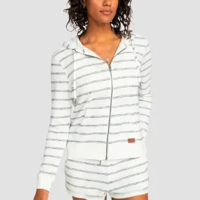 Roxy Perfect Wave Stripes Zip Hoodie Snow White Horiz Will Stripes - Womens