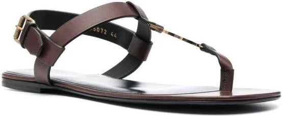 Saint Laurent Cassandre buckle-fastening sandals Brown