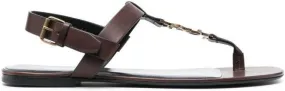 Saint Laurent Cassandre buckle-fastening sandals Brown