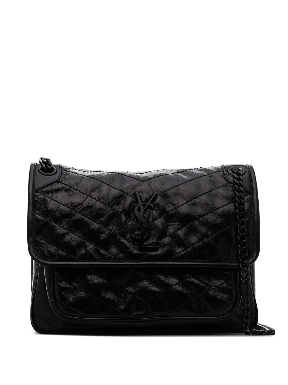 SAINT LAURENT Elegant Medium Niki Handbag in Black Calfskin