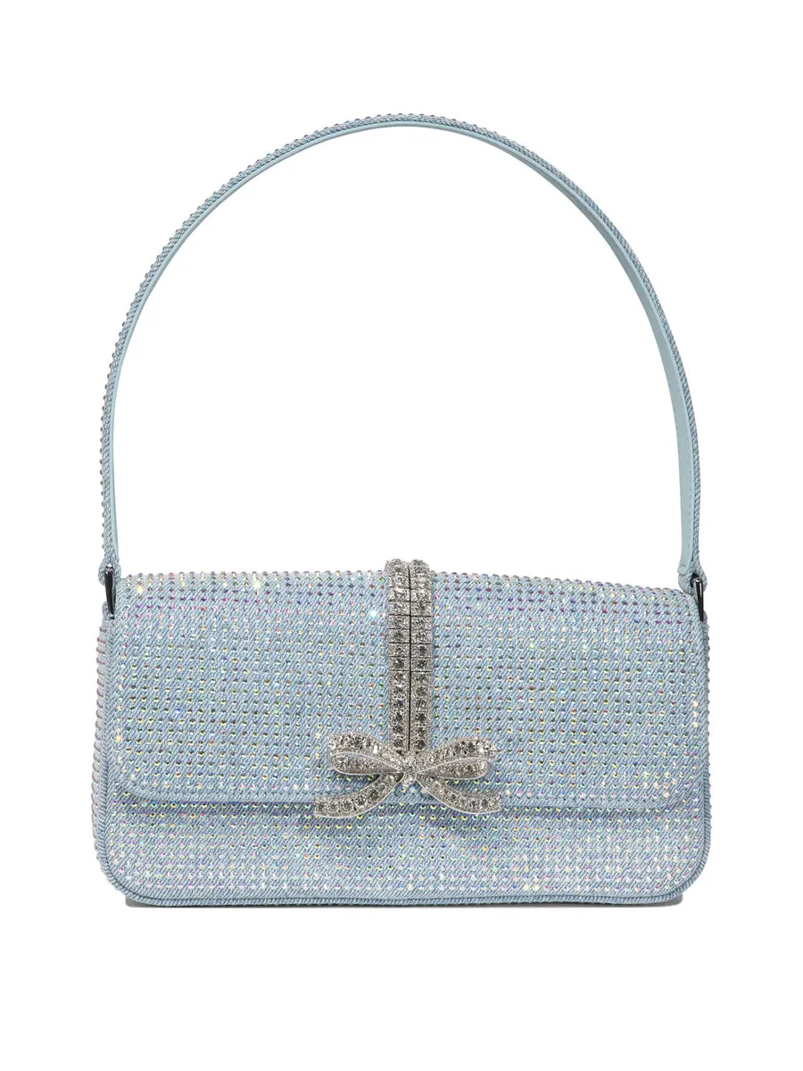 Self Portrait    Self Portrait Rhinestone Denim Shoulder Bag