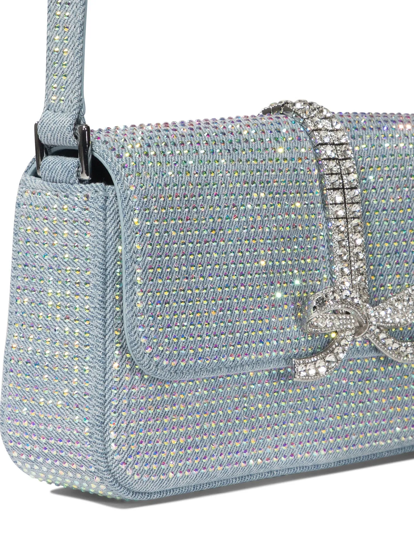 Self Portrait    Self Portrait Rhinestone Denim Shoulder Bag