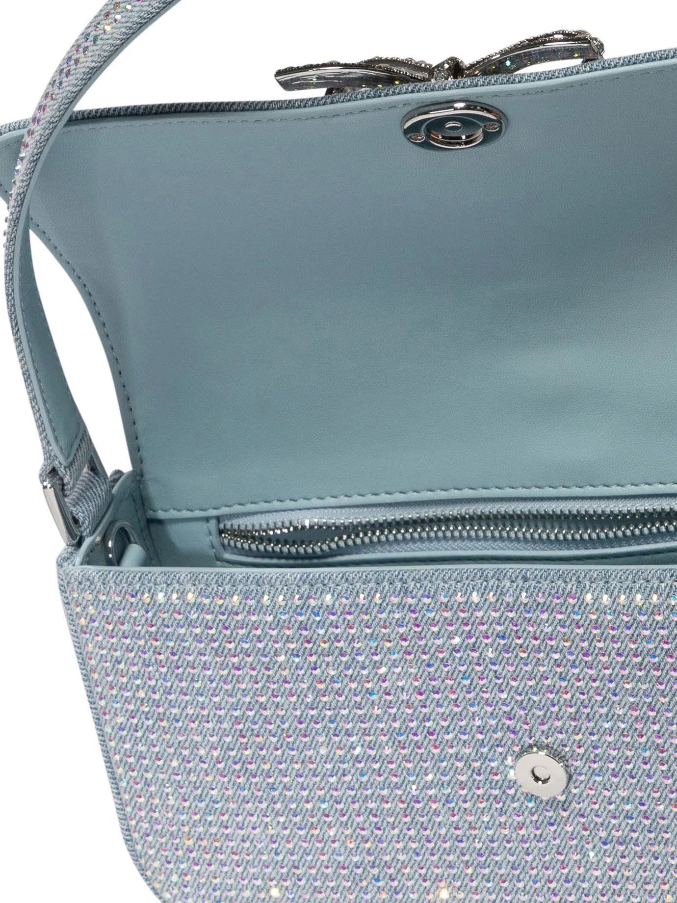 Self Portrait    Self Portrait Rhinestone Denim Shoulder Bag