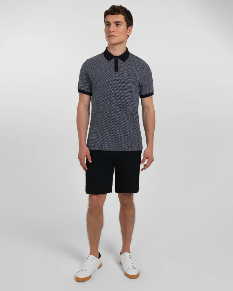 Short Sleeve Jacquard Polo Shirt