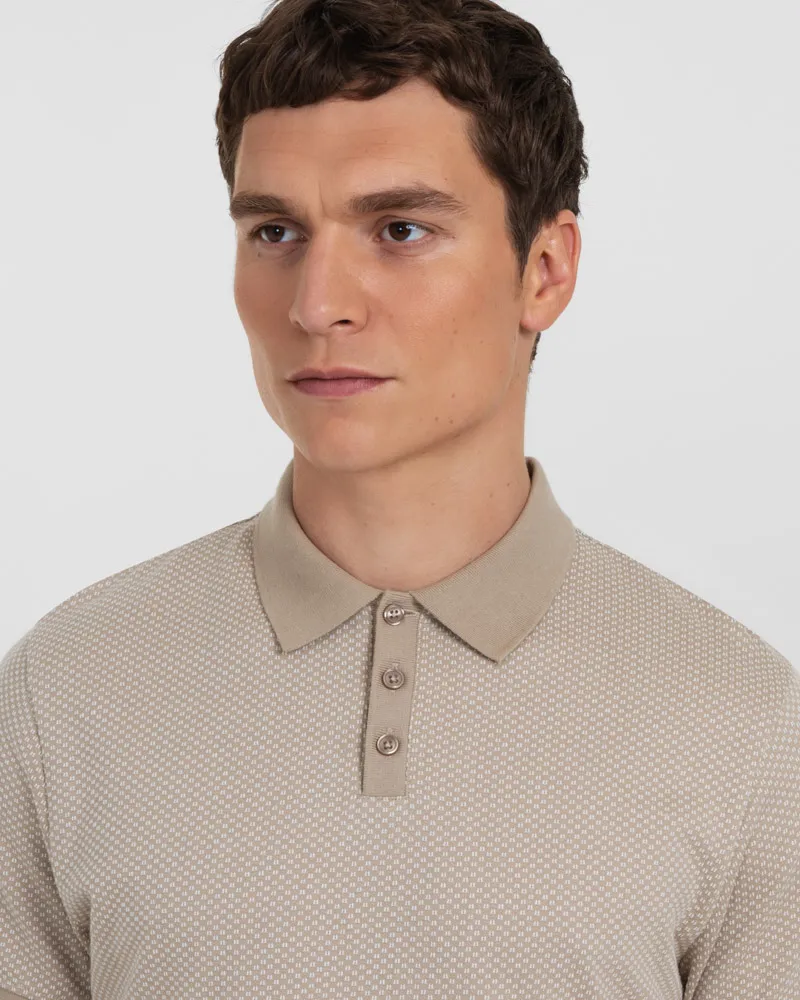 Short Sleeve Jacquard Polo Shirt