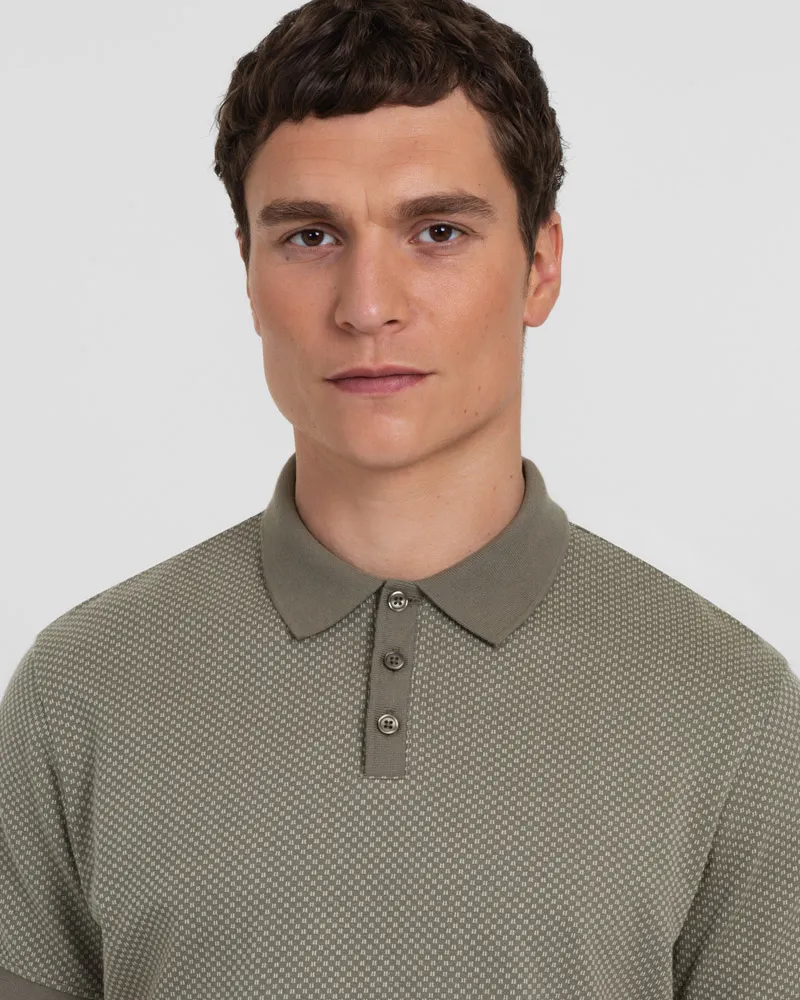 Short Sleeve Jacquard Polo Shirt