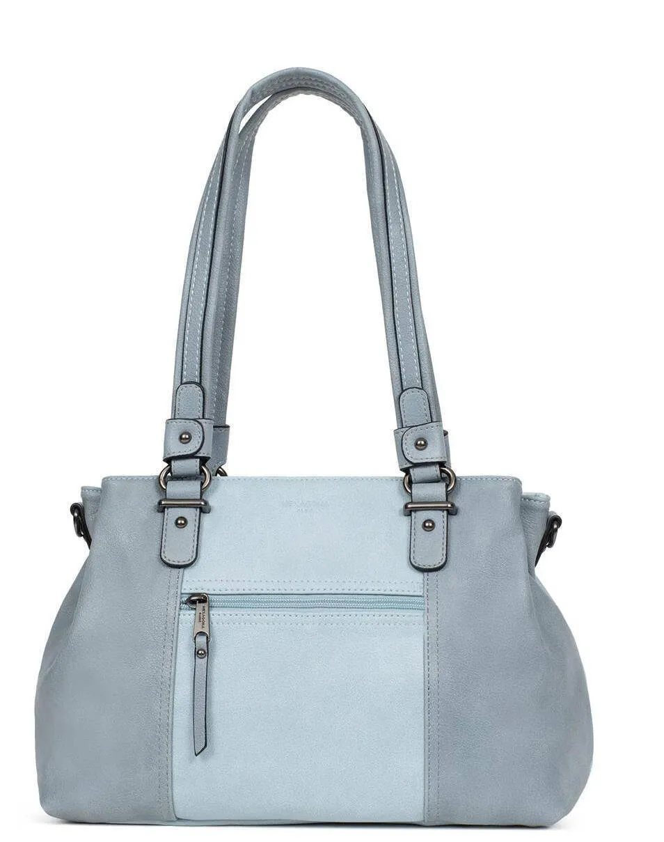 Shoulder bag with 2 synthetic pebble blue handles 315292