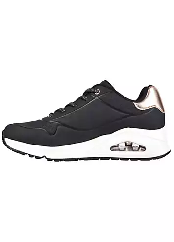 Skechers Ladies Black Uno Shimmer Away Trainers | Grattan