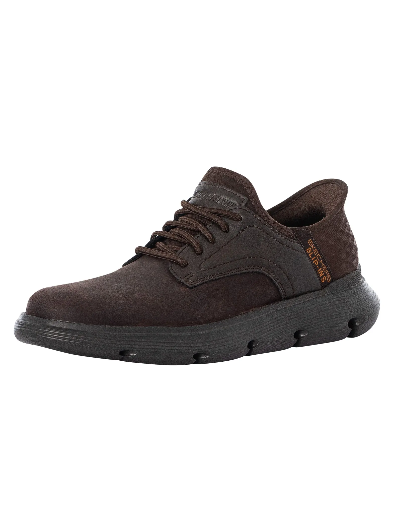 Skechers Slip-ins Garza Leather Trainers - Chocolate