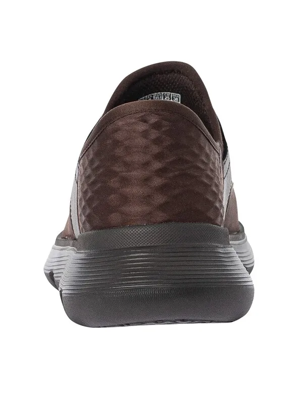 Skechers Slip-ins Garza Leather Trainers - Chocolate