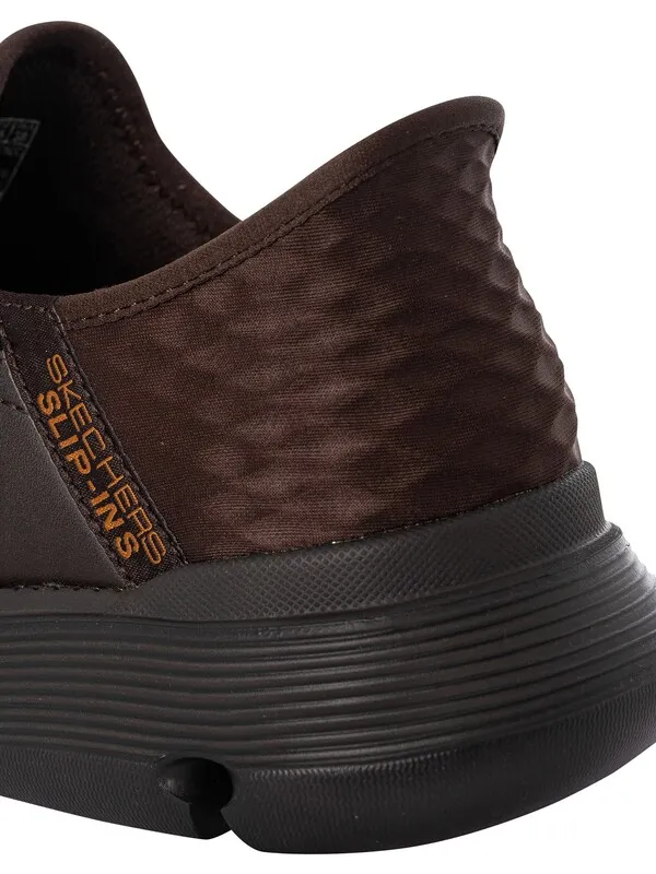 Skechers Slip-ins Garza Leather Trainers - Chocolate