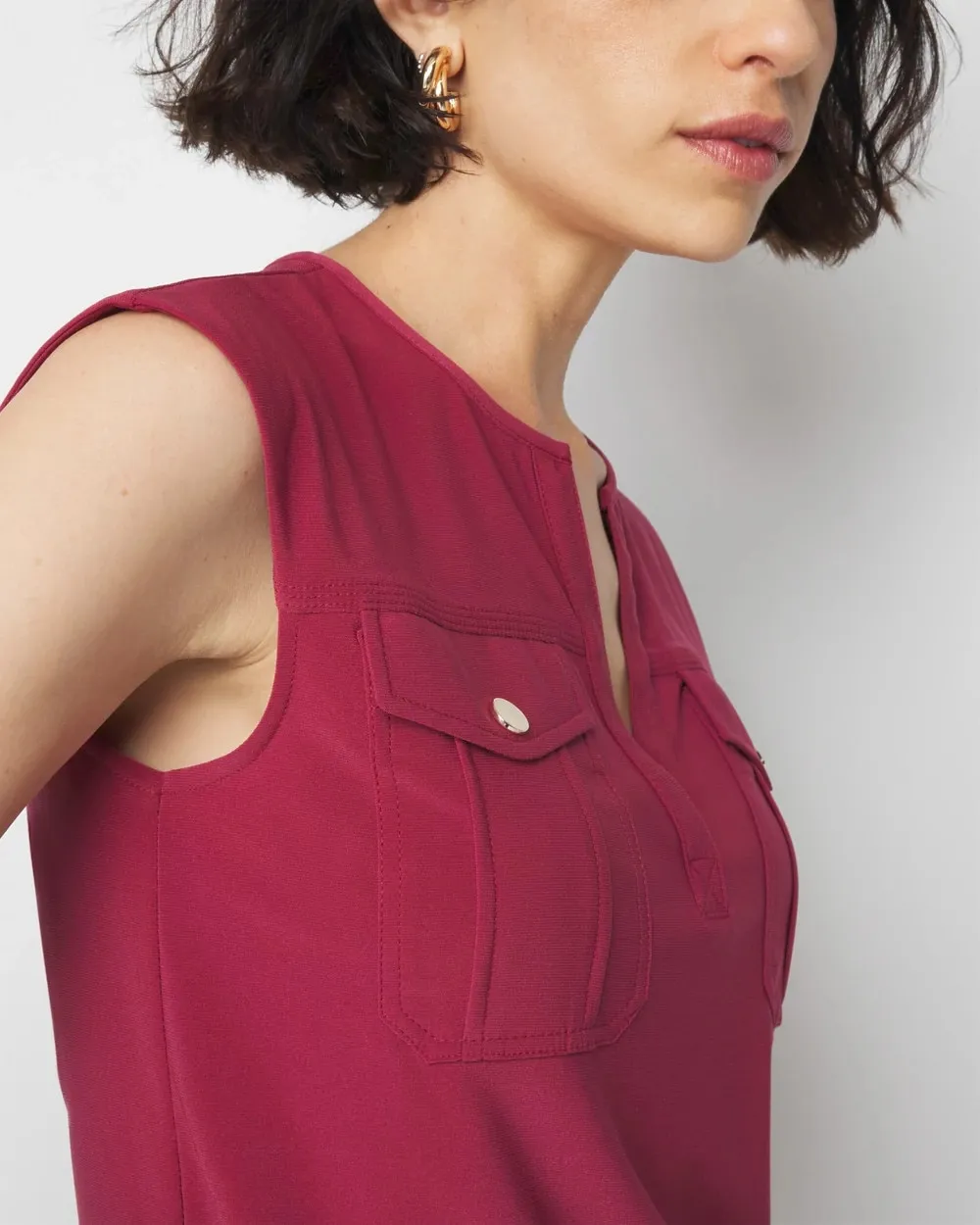 Sleeveless Notch Neck Top