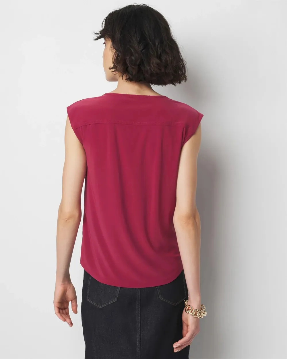 Sleeveless Notch Neck Top