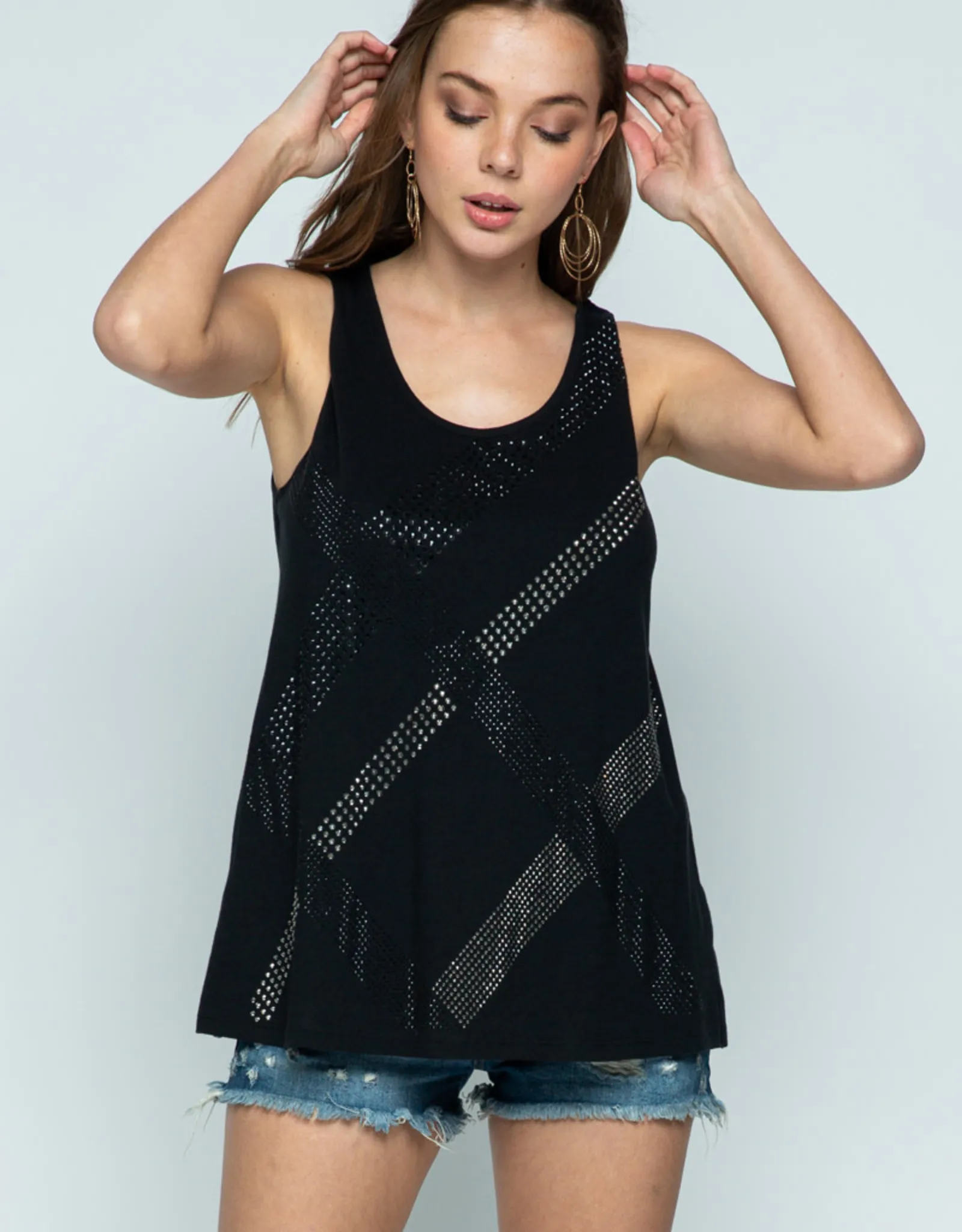   Sleeveless Top with Rhinestone Design