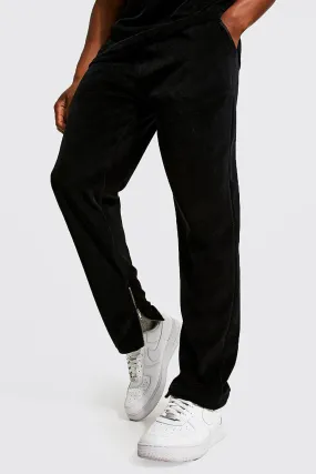 Slim Fit Velour Joggers With Zips