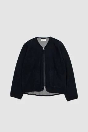 Soft Wool Cotton Knit Zip Liner Jacket - Navy