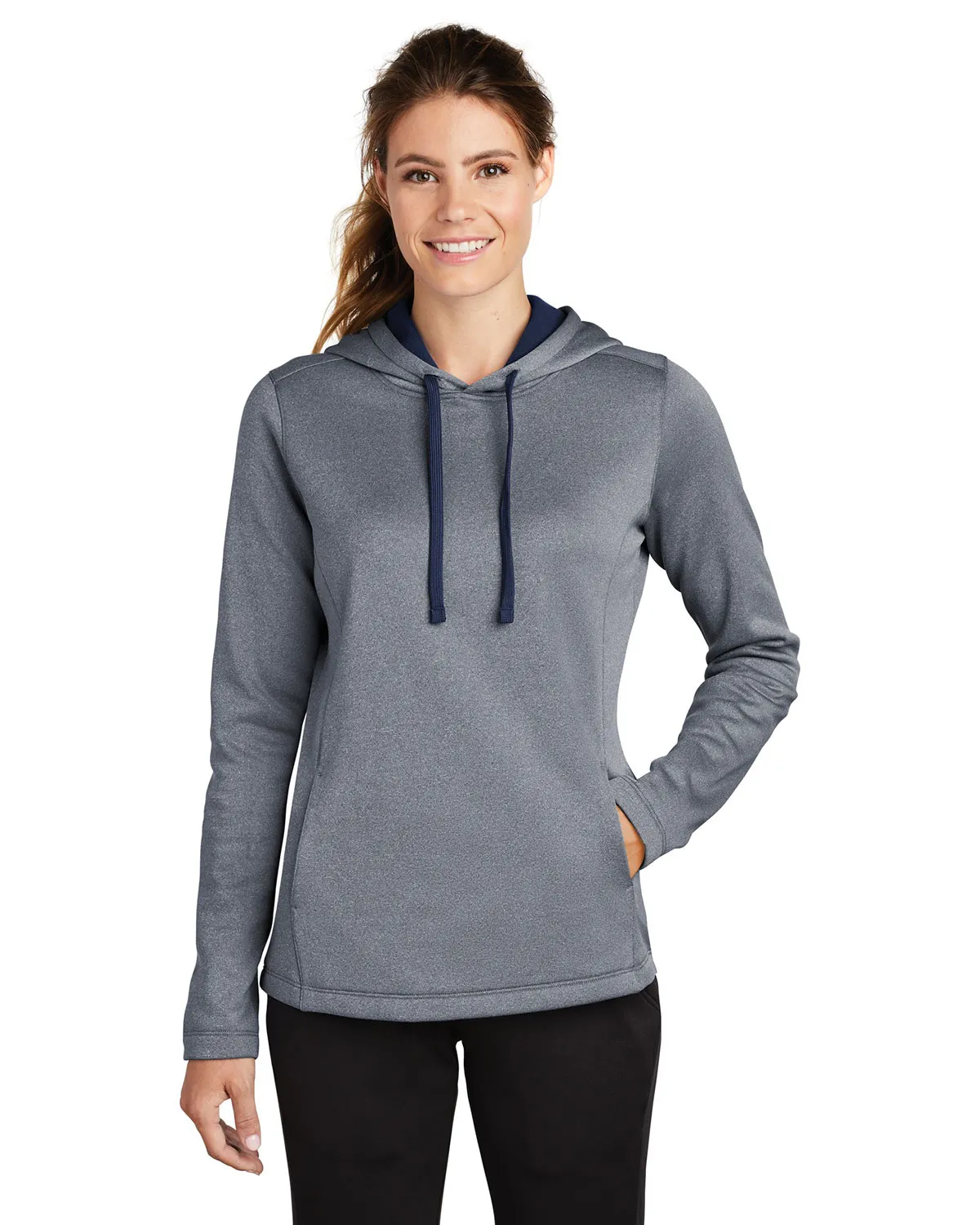 Sport-Tek LST264 Ladies PosiCharge Sport-Wick Heather Fleece Hooded Pullover