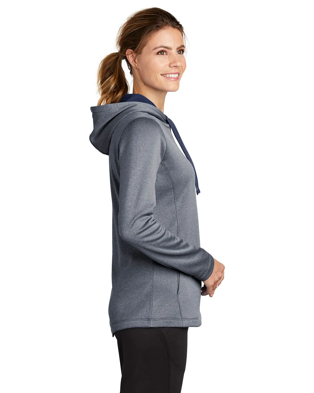 Sport-Tek LST264 Ladies PosiCharge Sport-Wick Heather Fleece Hooded Pullover