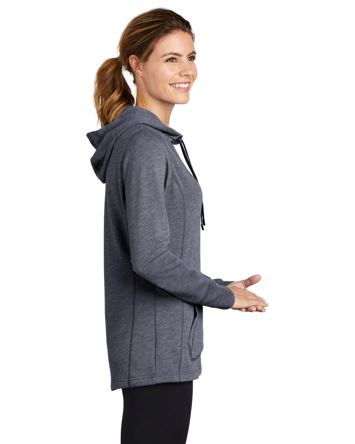 Sport-Tek LST296 Ladies PosiCharge Tri-Blend Wicking Fleece Hooded Pullover