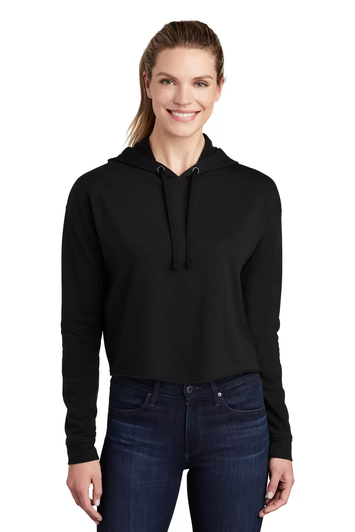 Sport Tek LST298 Sport-Tek    Ladies PosiCharge    Tri-Blend Wicking Fleece Crop Hooded Pullover SKU: LST298