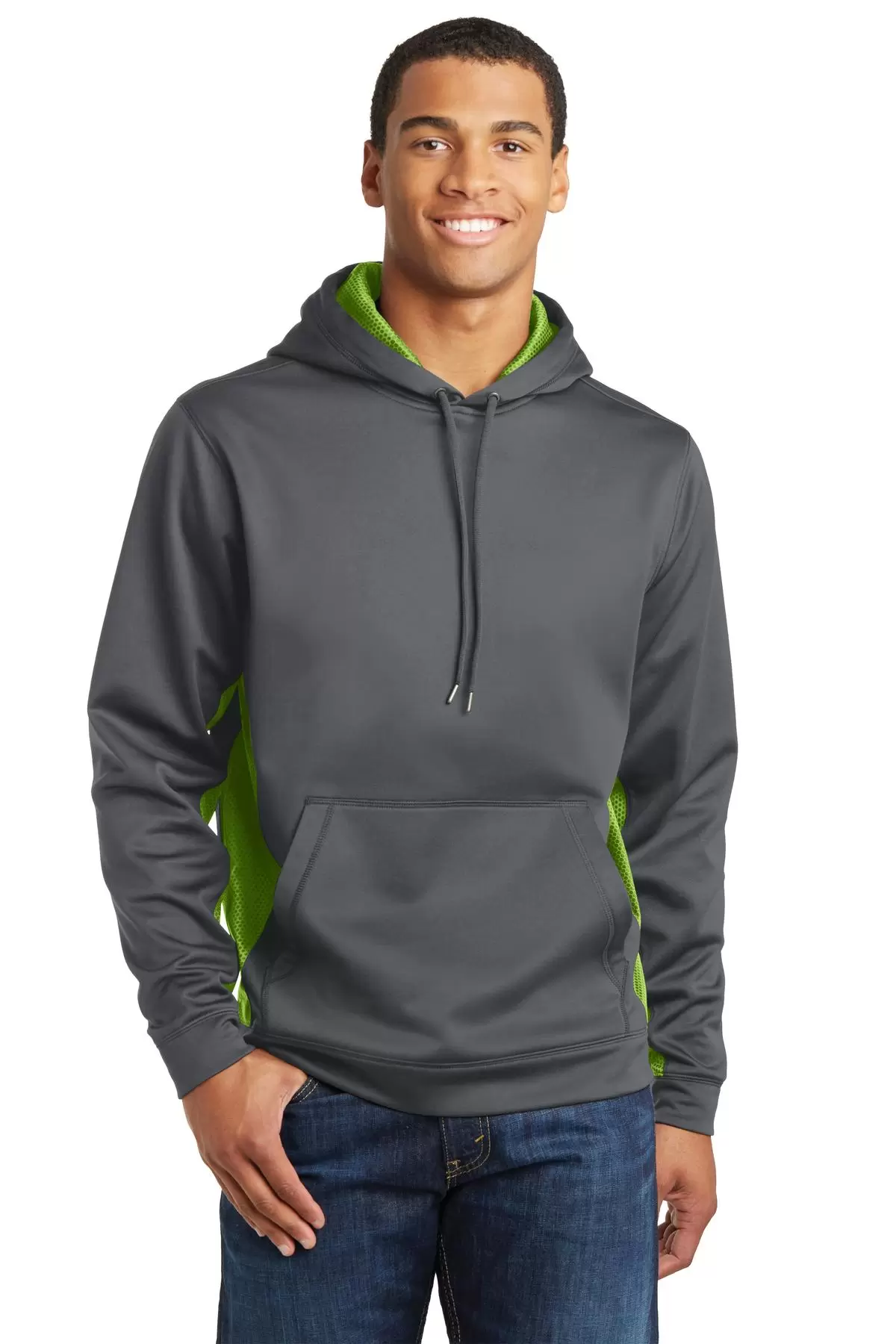 Sport Tek ST239 Sport-Tek Sport-Wick CamoHex Fleece Colorblock Hooded Pullover SKU: ST239