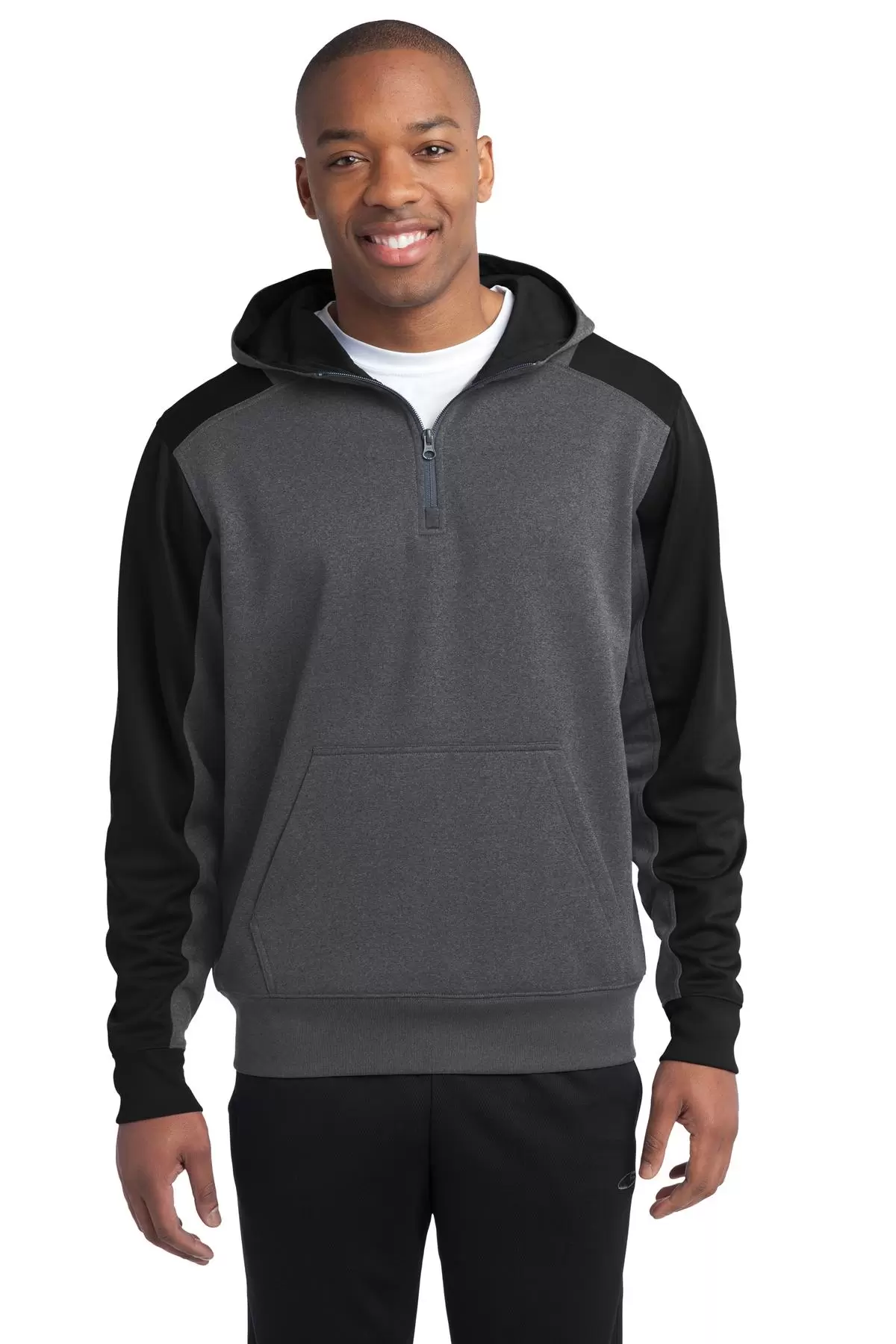 Sport Tek ST249 Sport-Tek  Tech Fleece Colorblock 1/4-Zip Hooded Sweatshirt SKU: ST249