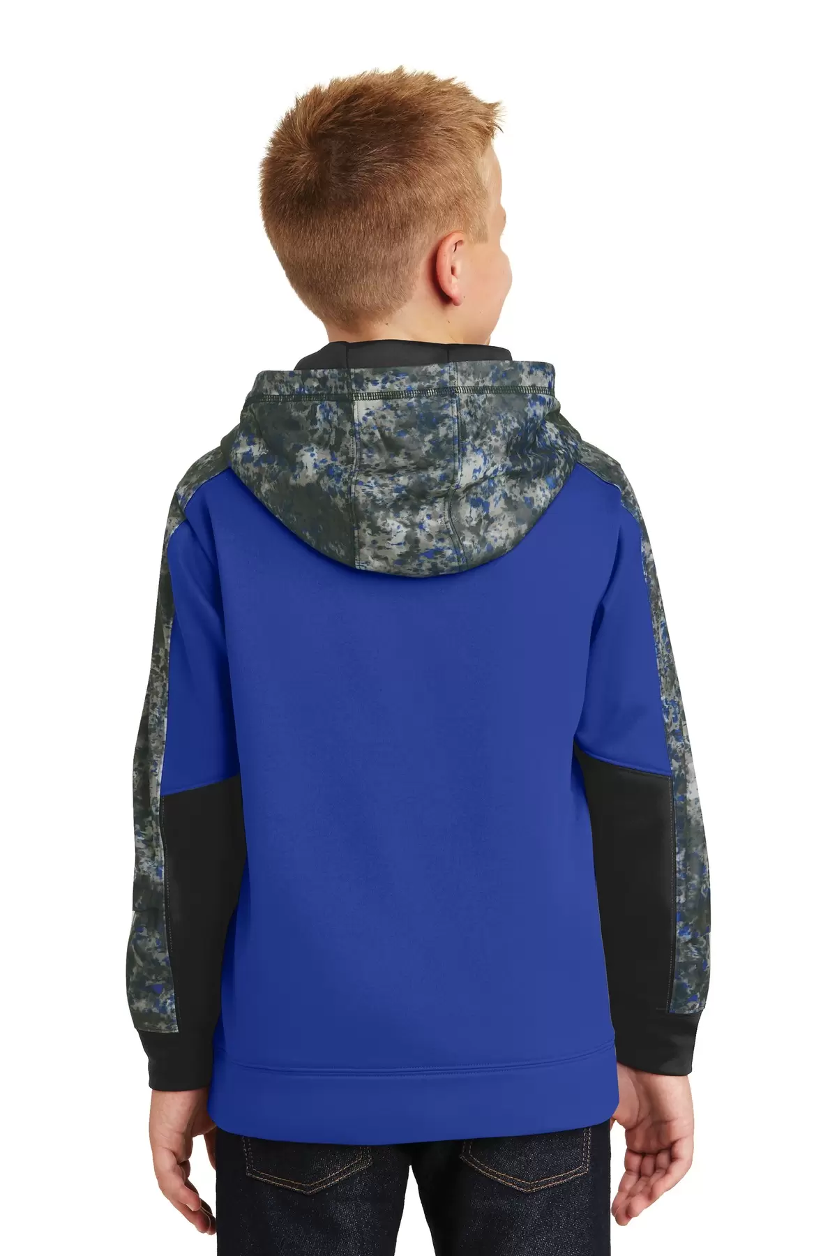 Sport Tek YST231 Sport-Tek Youth Sport-Wick Mineral Freeze Fleece Colorblock Hooded Pullover SKU: YST231