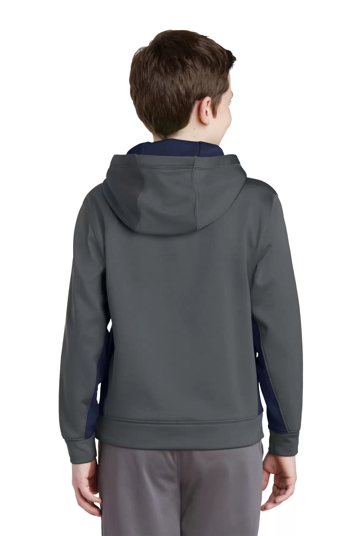 Sport Tek YST235 Sport-Tek Youth Sport-Wick Fleece Colorblock Hooded Pullover SKU: YST235