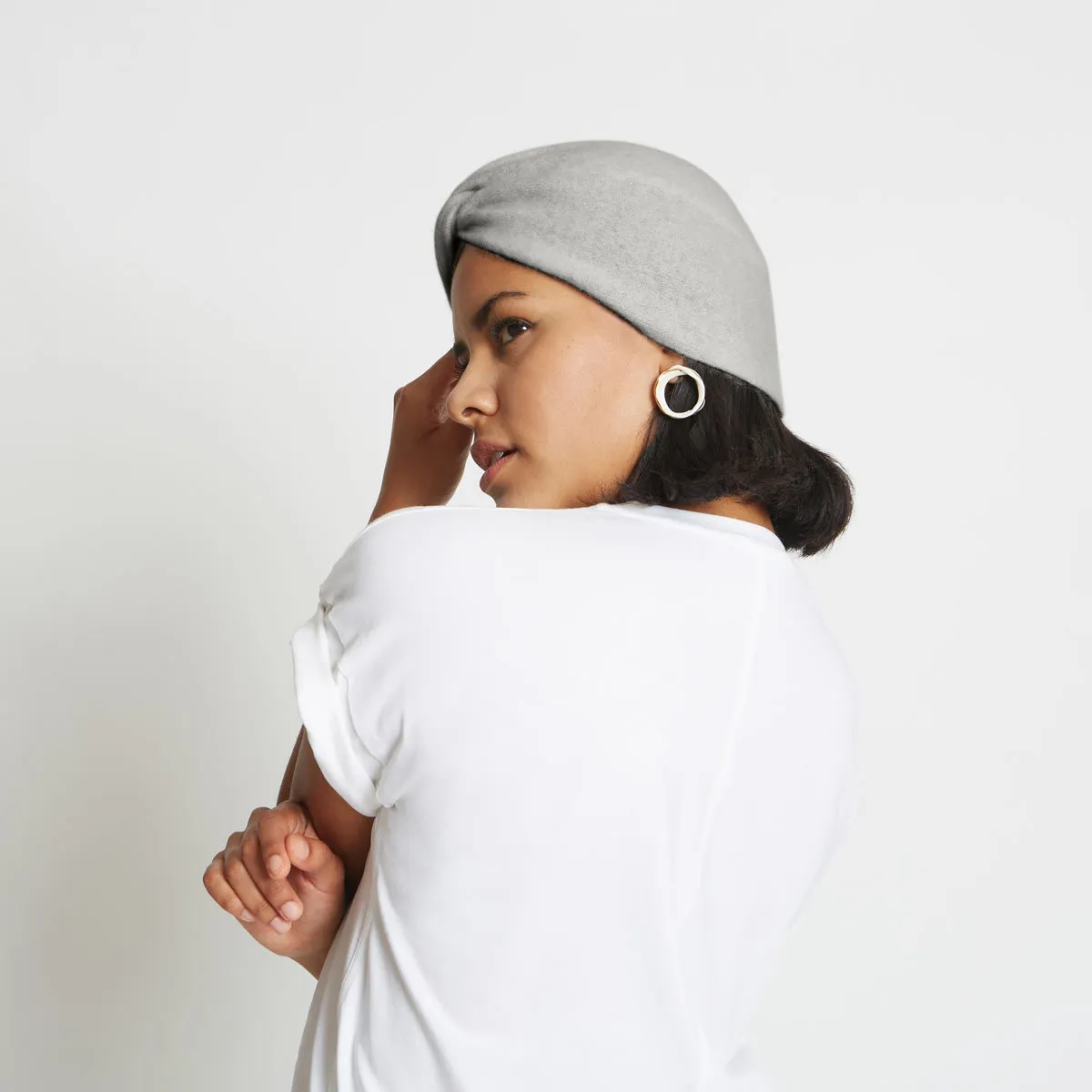 Stacy Cashmere Turban Hat - Heather Grey