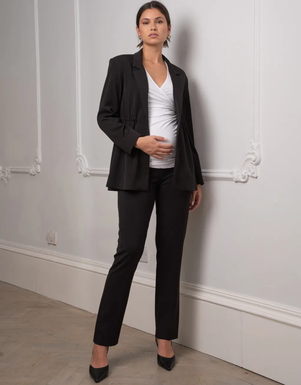 Stefania | Straight Leg Black Maternity Pants