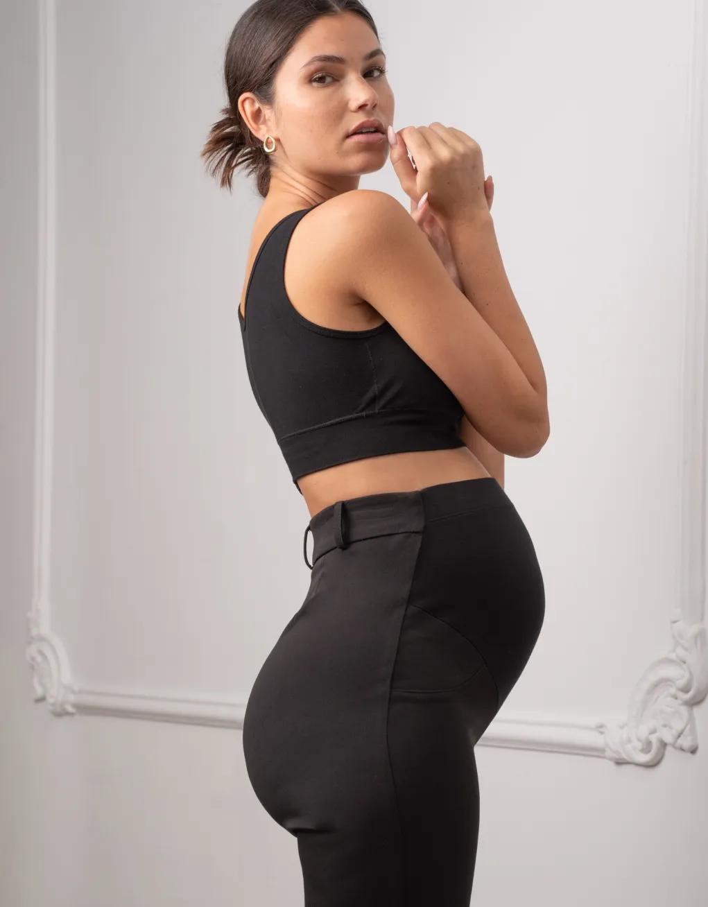 Stefania | Straight Leg Black Maternity Pants